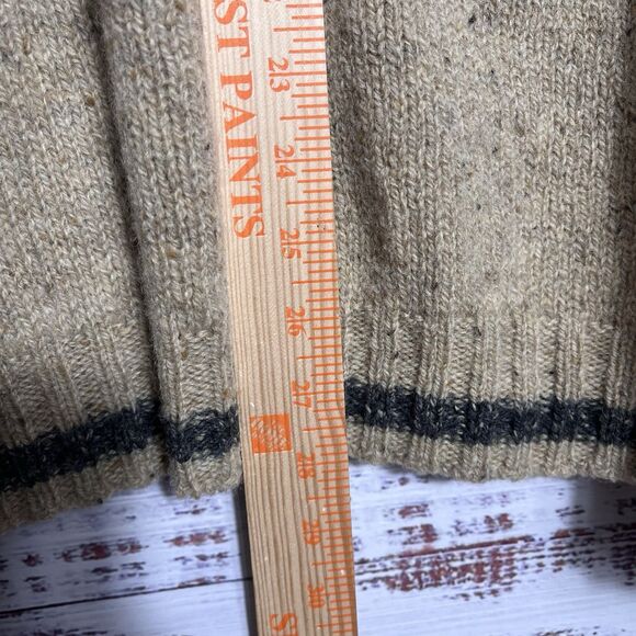 Vintage 90s Woolrich Wool Blend Sweater Mens XL Tan Gray Fisherman Cabin Nordic - Picture 9 of 10